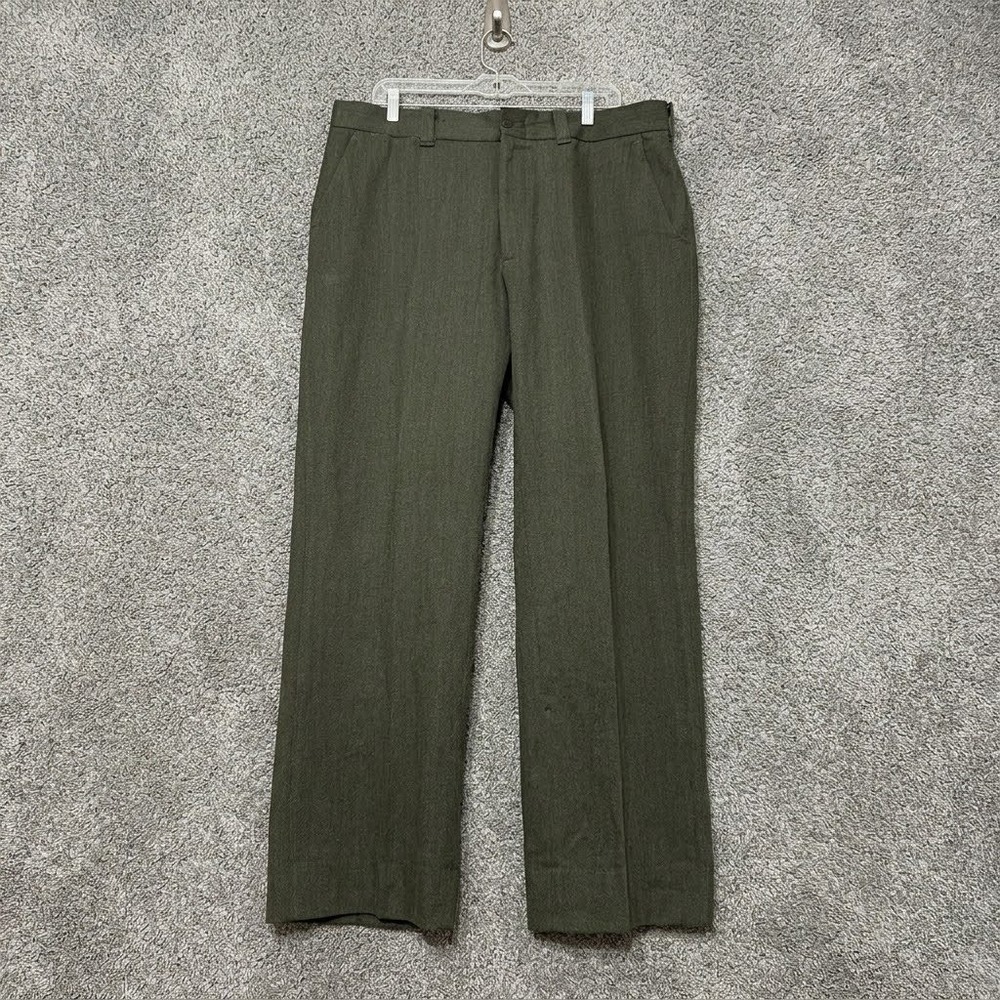C.C. Filson Mens 100% Virgin Wool Pants Olive Green 180 Whipcord Talon Zip 40x31